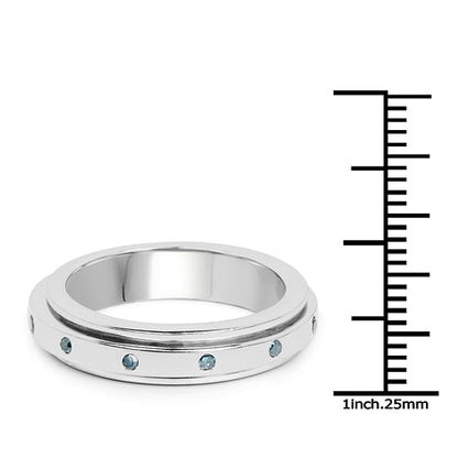 0.14 Carat Genuine Blue Diamond .925 Sterling Silver Ring by Bids.com