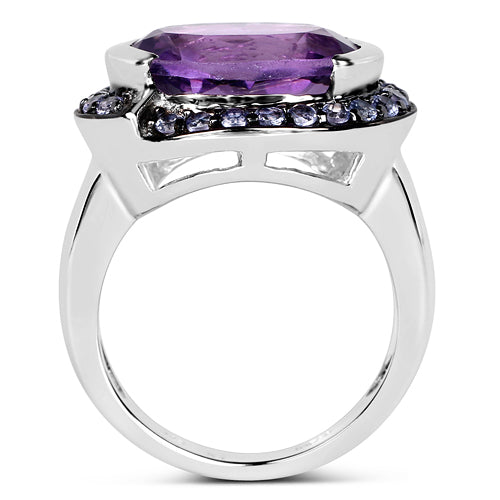5.56 Carat Genuine Amethyst &amp; Tanzanite .925 Sterling Silver Ring by Bids.com