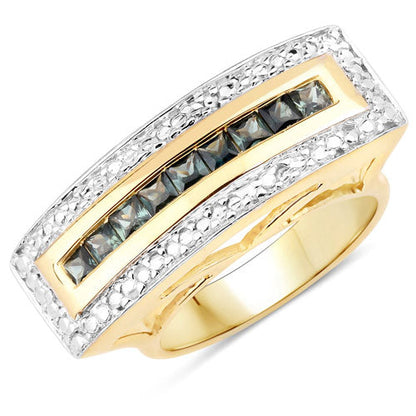 1.08 Carat Genuine Green Sapphire .925 Sterling Silver Ring by Bids.com
