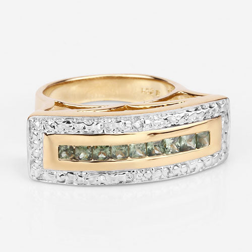 1.08 Carat Genuine Green Sapphire .925 Sterling Silver Ring by Bids.com