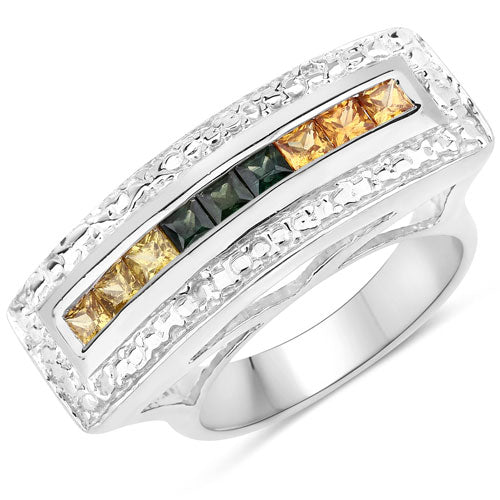 1.08 Carat Genuine Multi Sapphire .925 Sterling Silver Ring by Bids.com