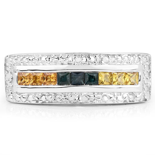 1.08 Carat Genuine Multi Sapphire .925 Sterling Silver Ring by Bids.com