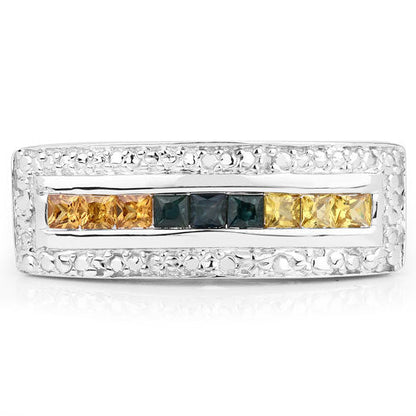 1.08 Carat Genuine Multi Sapphire .925 Sterling Silver Ring by Bids.com
