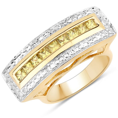 1.08 Carat Genuine Yellow Sapphire .925 Sterling Silver Ring by Bids.com