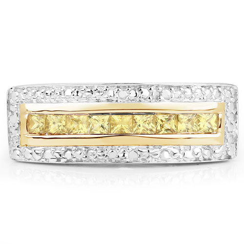 1.08 Carat Genuine Yellow Sapphire .925 Sterling Silver Ring by Bids.com