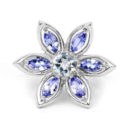 1.34 Carat Genuine Aquamarine and Tanzanite .925 Sterling Silver Ring by Bids.com