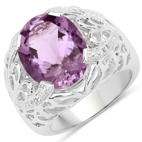 8.24 Carat Genuine Amethyst and White Topaz .925 Sterling Silver Ring by Bids.com