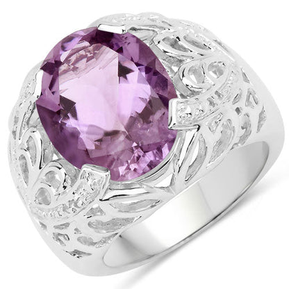 8.24 Carat Genuine Amethyst and White Topaz .925 Sterling Silver Ring by Bids.com