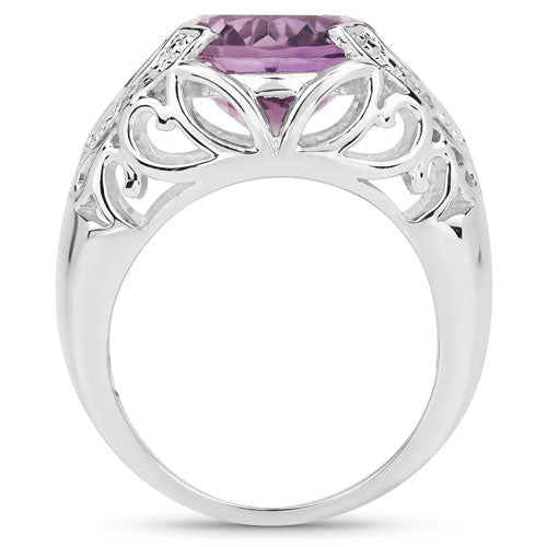 8.24 Carat Genuine Amethyst and White Topaz .925 Sterling Silver Ring by Bids.com