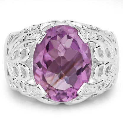 8.24 Carat Genuine Amethyst and White Topaz .925 Sterling Silver Ring by Bids.com