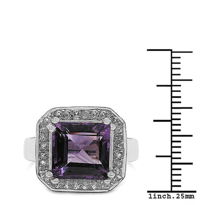 4.91 Carat Genuine Amethyst &amp; White Topaz .925 Sterling Silver Ring by Bids.com
