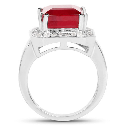 6.36 Carat Glass Filled Ruby and White Topaz .925 Sterling Silver Ring by Bids.com