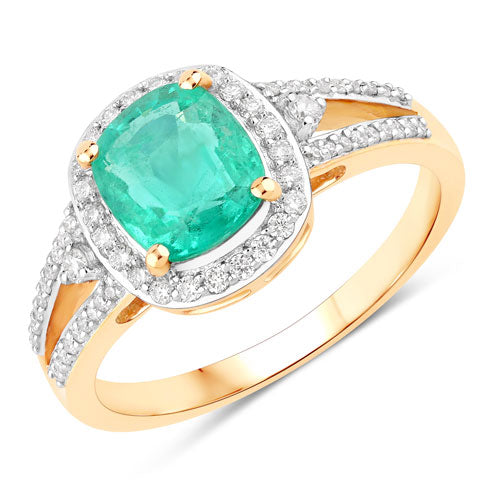 1.65 Carat Genuine Ethiopian Emerald and White Diamond 14K Yellow Gold Ring by Bids.com