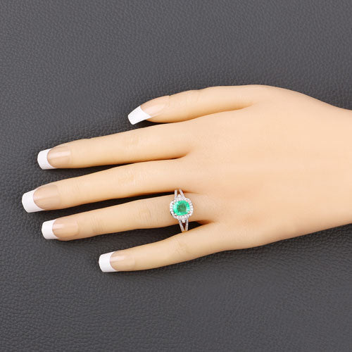 1.65 Carat Genuine Ethiopian Emerald and White Diamond 14K Yellow Gold Ring by Bids.com