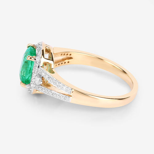 1.65 Carat Genuine Ethiopian Emerald and White Diamond 14K Yellow Gold Ring by Bids.com