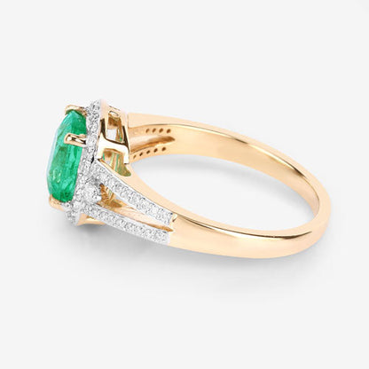 1.65 Carat Genuine Ethiopian Emerald and White Diamond 14K Yellow Gold Ring by Bids.com