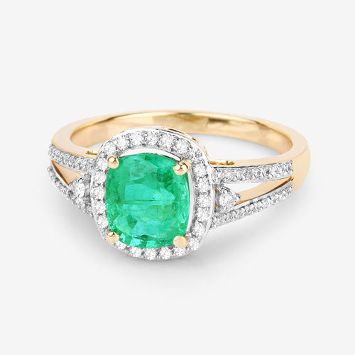 1.65 Carat Genuine Ethiopian Emerald and White Diamond 14K Yellow Gold Ring by Bids.com