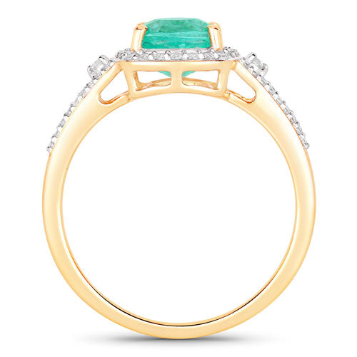1.65 Carat Genuine Ethiopian Emerald and White Diamond 14K Yellow Gold Ring by Bids.com