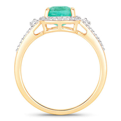 1.65 Carat Genuine Ethiopian Emerald and White Diamond 14K Yellow Gold Ring by Bids.com
