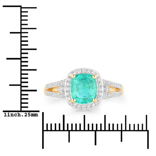 1.65 Carat Genuine Ethiopian Emerald and White Diamond 14K Yellow Gold Ring by Bids.com