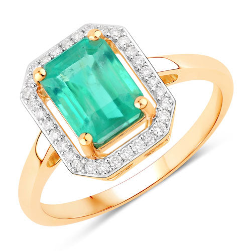 1.62 Carat Genuine Ethiopian Emerald and White Diamond 14K Yellow Gold Ring by Bids.com