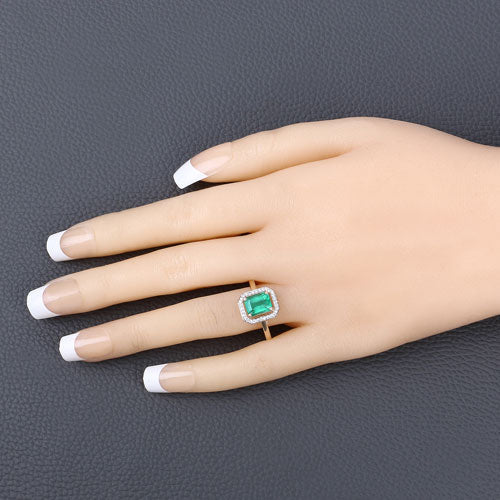 1.62 Carat Genuine Ethiopian Emerald and White Diamond 14K Yellow Gold Ring by Bids.com