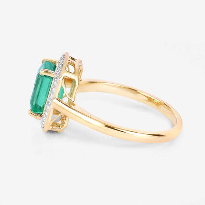 1.62 Carat Genuine Ethiopian Emerald and White Diamond 14K Yellow Gold Ring by Bids.com