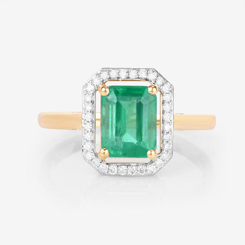 1.62 Carat Genuine Ethiopian Emerald and White Diamond 14K Yellow Gold Ring by Bids.com