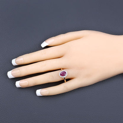1.59 Carat Genuine Ruby and White Diamond 10K White Gold Ring  DestGlow
