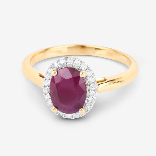 1.59 Carat Genuine Ruby and White Diamond 10K Yellow Gold Ring by Bids.com