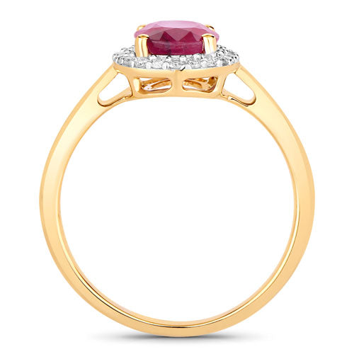 1.59 Carat Genuine Ruby and White Diamond 10K Yellow Gold Ring by Bids.com