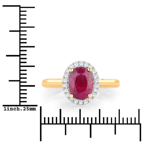 1.59 Carat Genuine Ruby and White Diamond 10K Yellow Gold Ring by Bids.com
