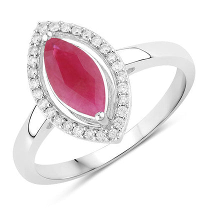 1.52 Carat Genuine Ruby and White Diamond 10K White Gold Ring by Bids.com
