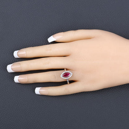 1.52 Carat Genuine Ruby and White Diamond 10K White Gold Ring by Bids.com
