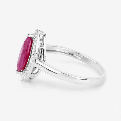 1.52 Carat Genuine Ruby and White Diamond 10K White Gold Ring by Bids.com