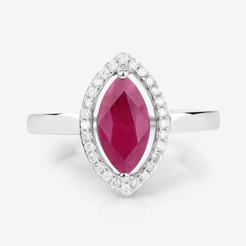 1.52 Carat Genuine Ruby and White Diamond 10K White Gold Ring by Bids.com