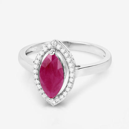 1.52 Carat Genuine Ruby and White Diamond 10K White Gold Ring by Bids.com