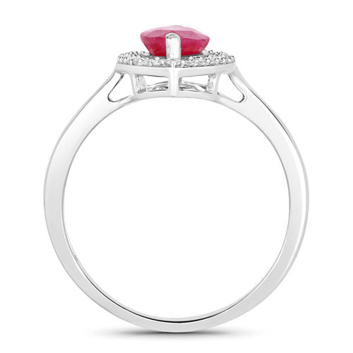 1.52 Carat Genuine Ruby and White Diamond 10K White Gold Ring by Bids.com