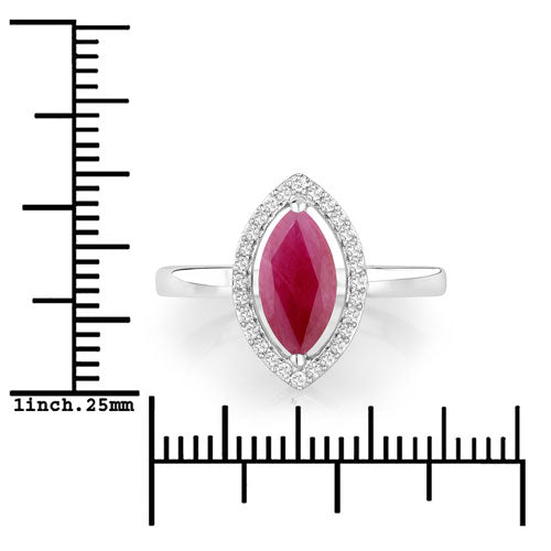 1.52 Carat Genuine Ruby and White Diamond 10K White Gold Ring by Bids.com