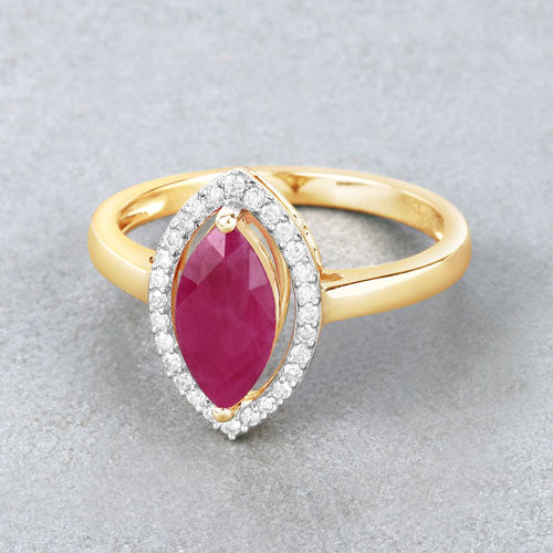 1.52 Carat Genuine Ruby and White Diamond 10K Yellow Gold Ring by Bids.com