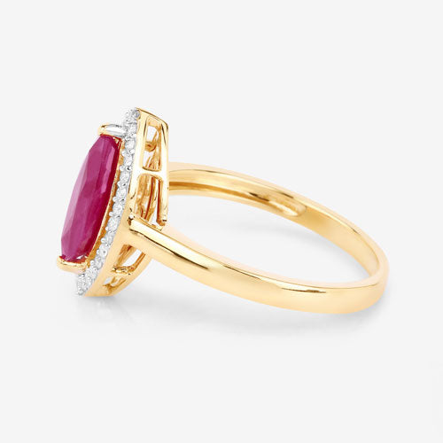 1.52 Carat Genuine Ruby and White Diamond 10K Yellow Gold Ring by Bids.com