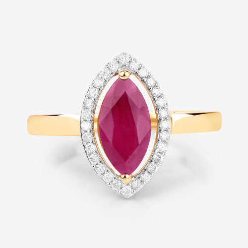 1.52 Carat Genuine Ruby and White Diamond 10K Yellow Gold Ring by Bids.com