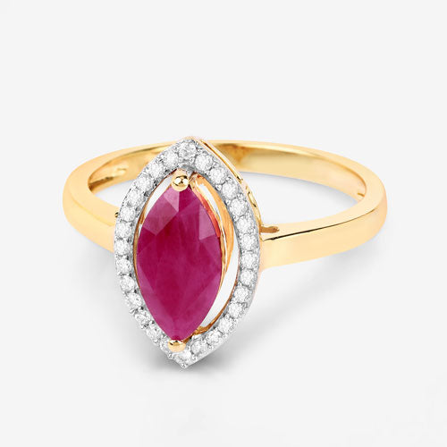 1.52 Carat Genuine Ruby and White Diamond 10K Yellow Gold Ring by Bids.com