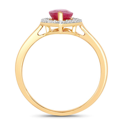 1.52 Carat Genuine Ruby and White Diamond 10K Yellow Gold Ring by Bids.com