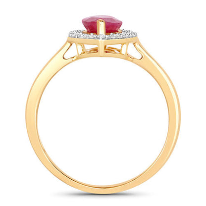 1.52 Carat Genuine Ruby and White Diamond 10K Yellow Gold Ring by Bids.com