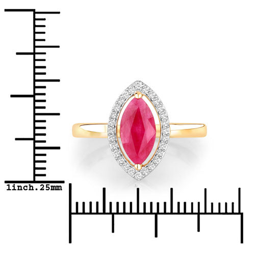 1.52 Carat Genuine Ruby and White Diamond 10K Yellow Gold Ring by Bids.com