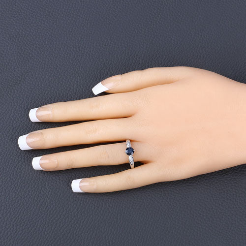 0.89 Carat Genuine Blue Sapphire and White Diamond 10K White Gold Ring by Bids.com
