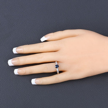 0.89 Carat Genuine Blue Sapphire and White Diamond 10K White Gold Ring by Bids.com