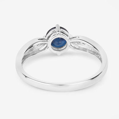 0.89 Carat Genuine Blue Sapphire and White Diamond 10K White Gold Ring by Bids.com