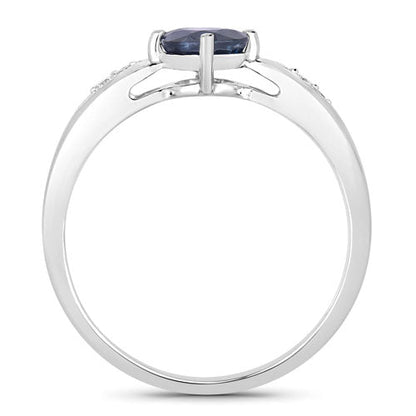 0.89 Carat Genuine Blue Sapphire and White Diamond 10K White Gold Ring by Bids.com